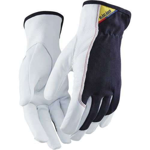 Gants De Manutention De Protection En Cuir De Chèvre Et Coton Bleu/blanc 10