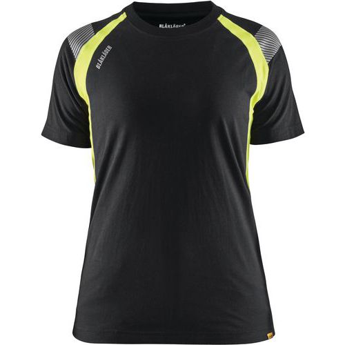 T-shirt De Travail Avec Détails Fluo Femme - Noir - Xxxl