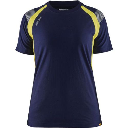 T-shirt De Travail Avec Détails Fluo Femme - Bleu - Xxl