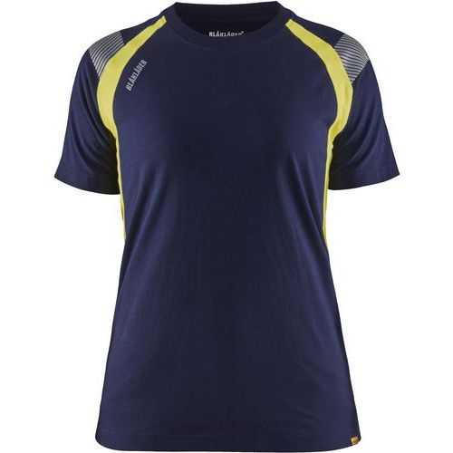 T-shirt De Travail Avec Détails Fluo Femme - Bleu - Xs