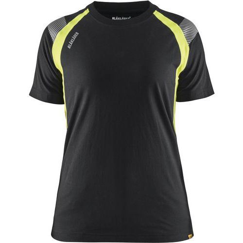T-shirt De Travail Avec Détails Fluo Femme - Noir - Xl