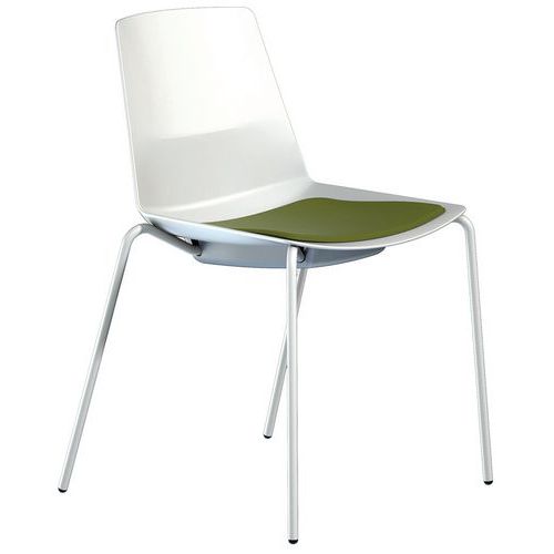 Chaise Clue Structure Blanche Coque Blanche Coussin Vert