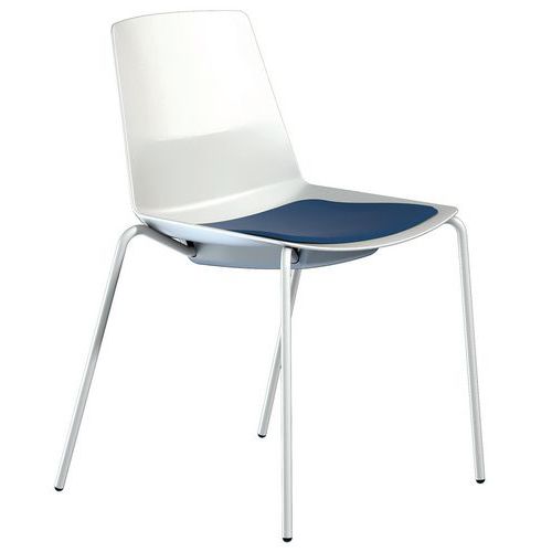Chaise Clue Structure Blanche Coque Blanche Coussin Bleu