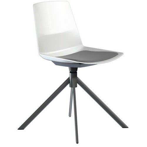 Chaise Clue Pied Pivotant Métal Gris Coussin Gris