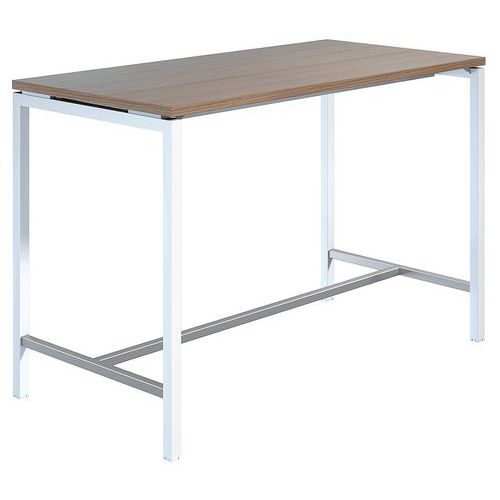 Table Haute Creo Structure Blanche Plateau Noyer L 160