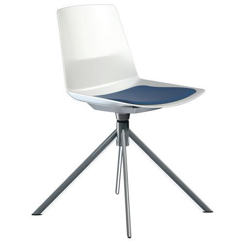 Chaise Clue Pied Pivotant Métal Chromé Coussin Bleu