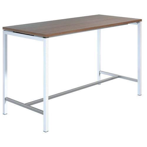 Table Haute Creo Structure Blanche Plateau Noyer L 180