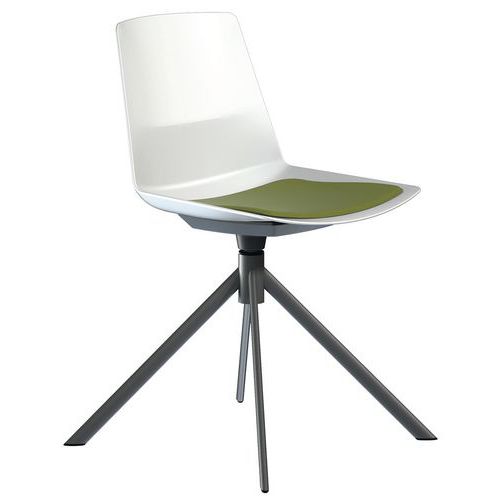 Chaise Clue Pied Pivotant Métal Gris Coussin Vert