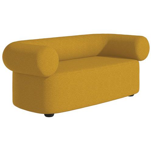 Canapé Abbey 2 Places Tissu Jaune Pieds Anthracite