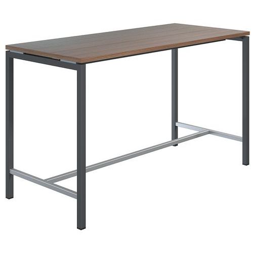 Table Haute Creo Structure Gris Plateau Noyer L 180
