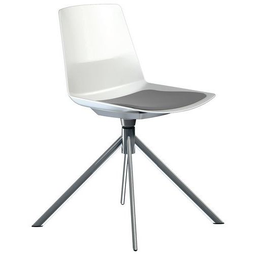 Chaise Clue Pied Pivotant Métal Chromé Coussin Gris