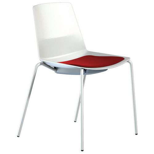 Chaise Clue Structure Blanche Coque Blanche Coussin Rouge