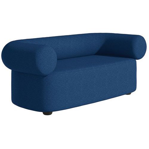 Canapé Abbey 2 Places Tissu Bleu Pieds Anthracite