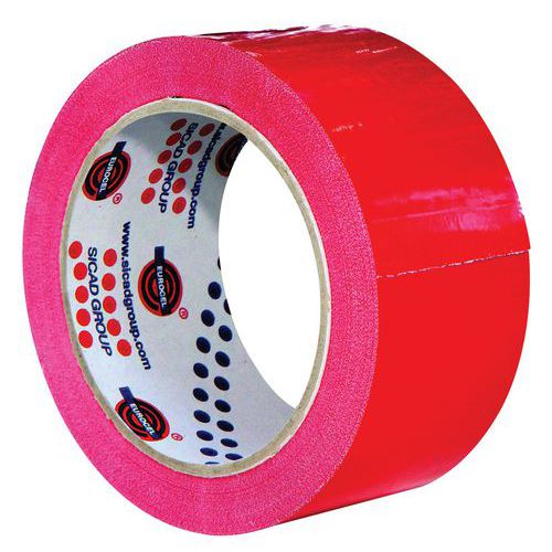 Ruban adhésif PVC rouge 50 mm x 66 m - 37 microns - Idéal pour fermer emballages