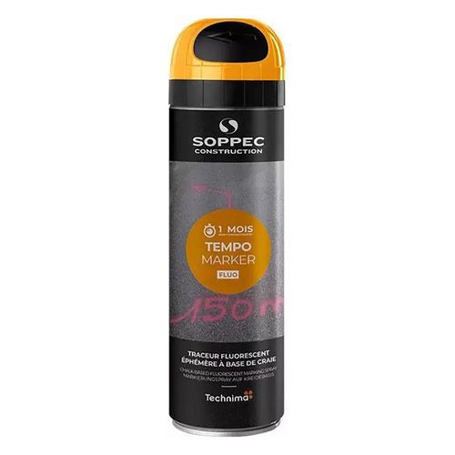 Soppec - Marqueur de marquage éphémère Tempo Orange - Peinture terrain engazonné - Extérieur