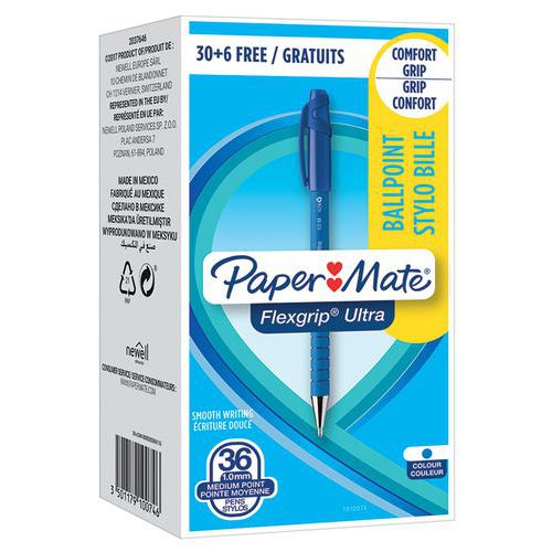 Paper Mate Flexgrip Ultra Rétractable Pointe 10 Mm - Bleu