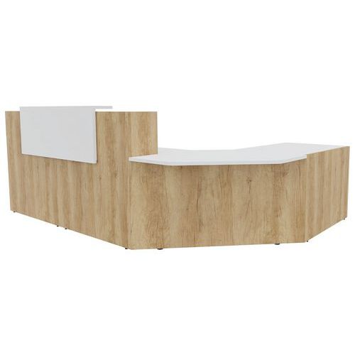 Banque D'accueil Filia+ Angle Pmr À Gauche Chêne Vieilli/blanc