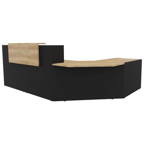 Banque D'accueil Filia+ Angle Pmr À Gauche Noir/chêne Vieilli