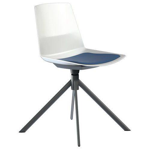 Chaise Clue Pied Pivotant Métal Gris Coussin Bleu