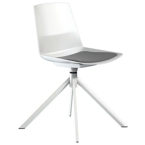 Chaise Clue Pied Pivotant Métal Blanc Coussin Gris
