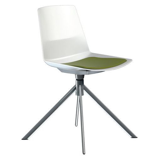 Chaise Clue Pied Pivotant Métal Chromé Coussin Vert