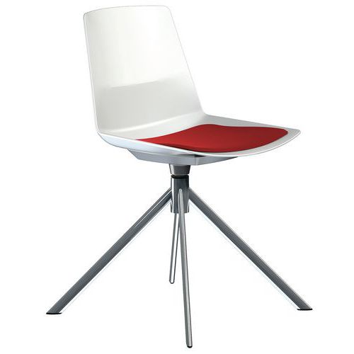 Chaise Clue Pied Pivotant Métal Chromé Coussin Rouge