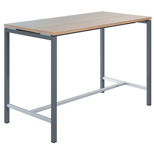 Table Haute Creo Structure Gris Plateau Noyer L 160