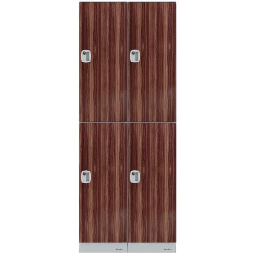 Vestiaire Plastique - 4 Cases/ 2 Colonnes - Aspect Bois