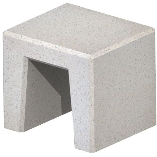 Banquette Story Béton Blanc Sablé L 50 Cm Monobloc Autostable. Epaisseur 100 Mm. A Poser Sur Sol Dur. Version À Sceller Avec Insert Sur Demande Sans Supplément (tiges Filetées Non Fournies).