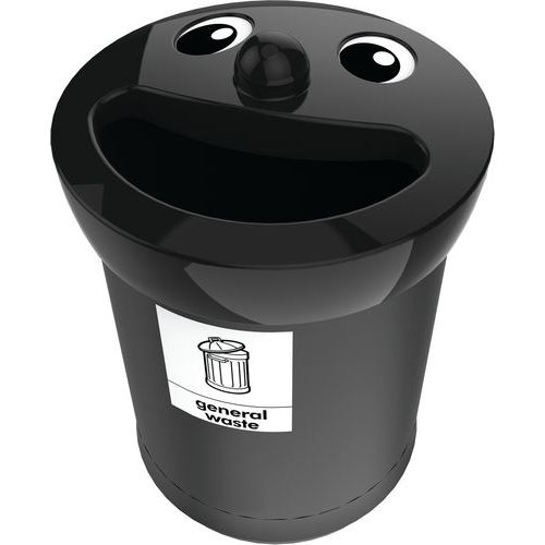 Poubelle Smiley Face 52l Déchets Généraux Noir