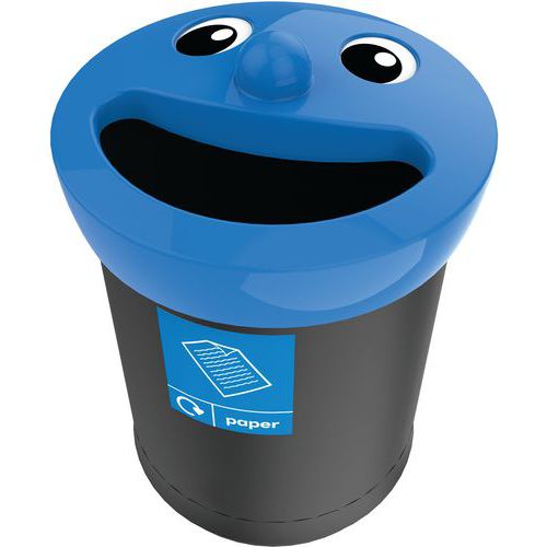 Poubelle Smiley Face 52l Papier Noir / Bleu