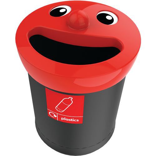 Poubelle Smiley Face 52l Plastics Noir / Rouge