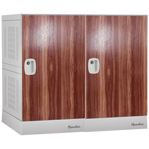 Vestiaire Plastique - 2 Cases/ 2 Colonnes - Aspect Bois