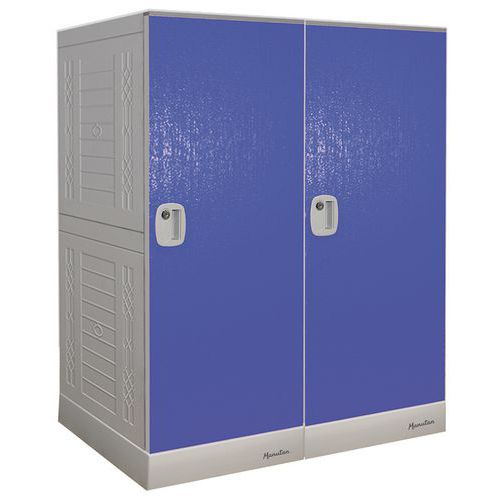 Vestiaire Plastique - 2 Cases/ 2 Colonnes - Bleu