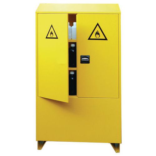 Trionyx - Armoire de Stockage Inflammables 100L Jaune - 2 Portes - 3 Tablettes - Acier Epoxy - AMS100SE