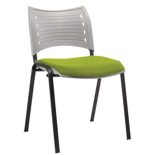GGI - Lot de 2 Chaises Yuma Anis Gris - Assise Bois Polypropylène - Pieds Acier Noir - Empilable - Design Moderne