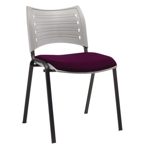 GGI - Lot de 2 Chaises Yuma - Assise Fuchsia, Dossier Gris, Pieds Noirs - Empilable - Design Moderne