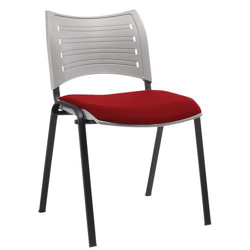 Chaises Yuma Dos Polypro Gris Assise Rouge Pieds Noir