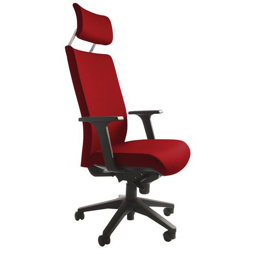 GGI - Fauteuil direction KIO HD - Rouge - Têtière réglable, Accoudoirs 3D, Mécanisme Synchrone