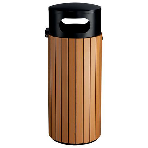 Corbeille Extérieur Effet Bois 60l