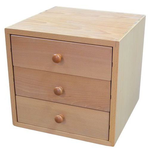 Caisson Etablis Francois - 3 tiroirs en bois verni de Hauteur 110 mm