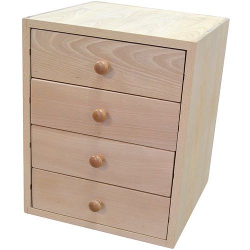 Caisson Etablis Francois - 4 tiroirs en bois verni de Hauteur 110 mm