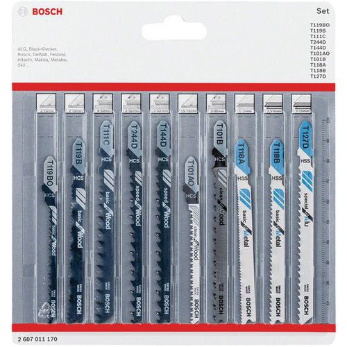 Bosch 1 Set De 10 Lames Bois Et Métal Jsb 83 - 92 - 100 Mm - Bosch