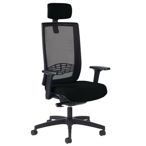 Fauteuil Kio Hd Résille Noir Avec Têtière Et Acc Reg Noir