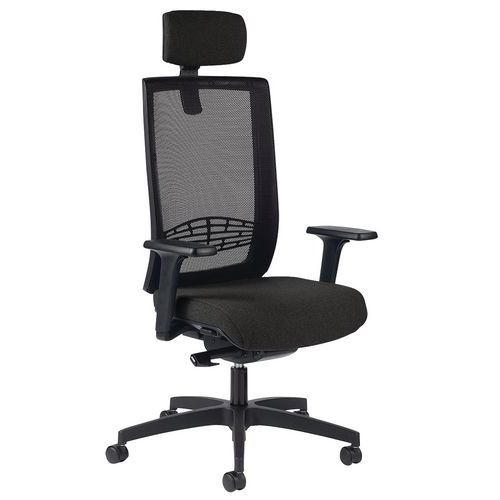 Fauteuil Kio Hd Résille Noir Avec Têtière Et Acc Reg Anthr.