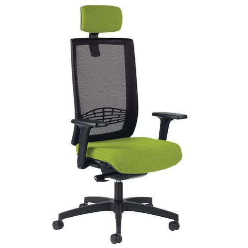 Fauteuil Kio Hd Résille Noir Avec Têtière Et Acc Reg Vert