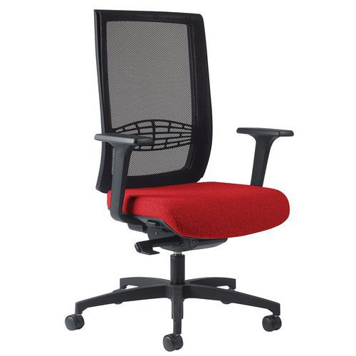 Fauteuil Kio Md Résille Noir Acc. Rég. Assise Rouge