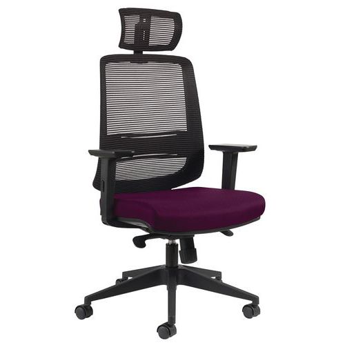 Fauteuil Novy Eco Hd Résille Noir Avec Têtiere Et Acc Fuschia