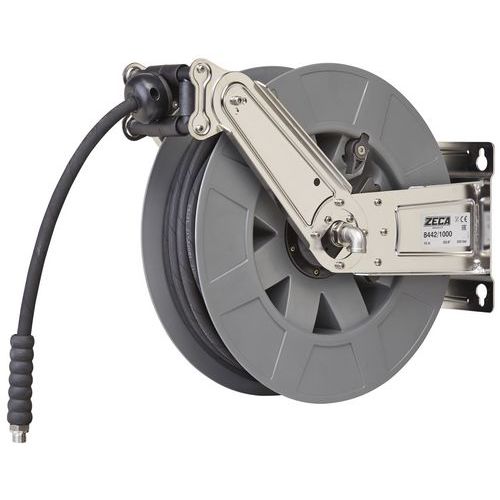 Zeca - Enrouleur Air et Eau Inox 18m - Basse Pression 20 Bar - Flexible 10mm - Raccord 1/2F 3/8M