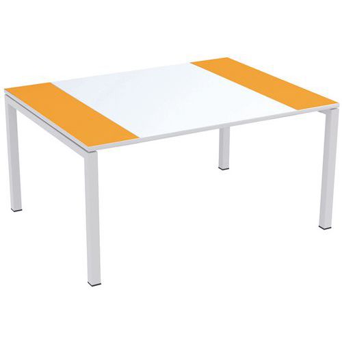 Table De Réunion Easydesk 220x114cm Plateau Blanc / Orange